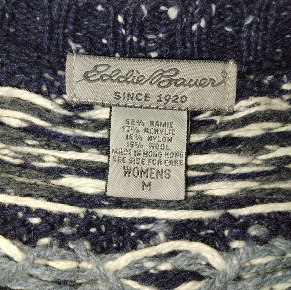 Eddie Bauer Fair Isle Wool Blend Cardigan Sweater Button Down Size M - Picture 11 of 14